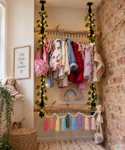Kids hanging wooden clothes - hanging,